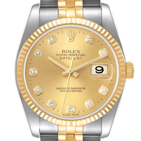 gents rolex steel and gold datejust|Rolex 36mm Datejust with diamonds.